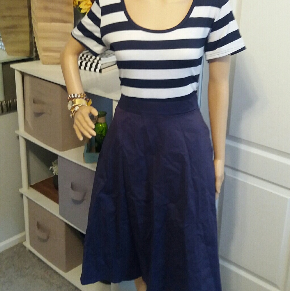 20% off 3+ items; Navy/Dress with Stripes, A-line