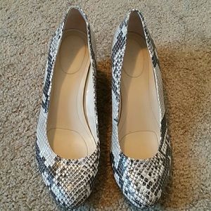 Calvin Klein snakeskin print wedge