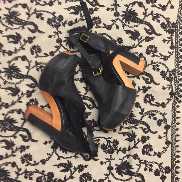 Jeffrey Campbell Shoes - Brushed dark grey-blue high heels clocks.