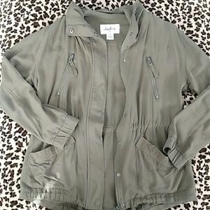 Army green lightweight Daytrip jacket.