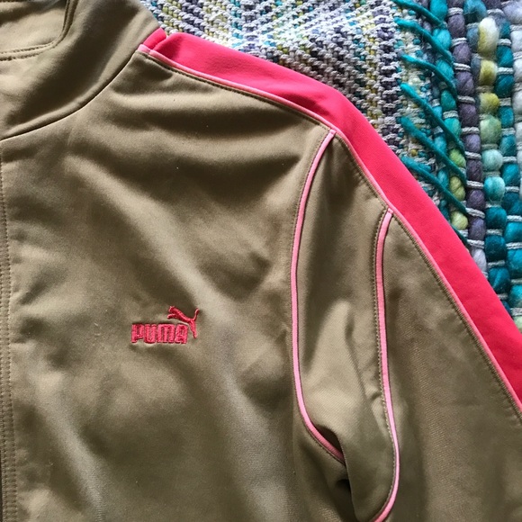 Original Puma Track Jacket Tan/Pink Size M - Picture 2 of 7