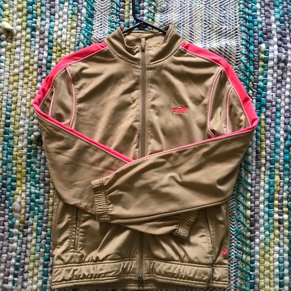 Original Puma Track Jacket Tan/Pink Size M - Picture 5 of 7