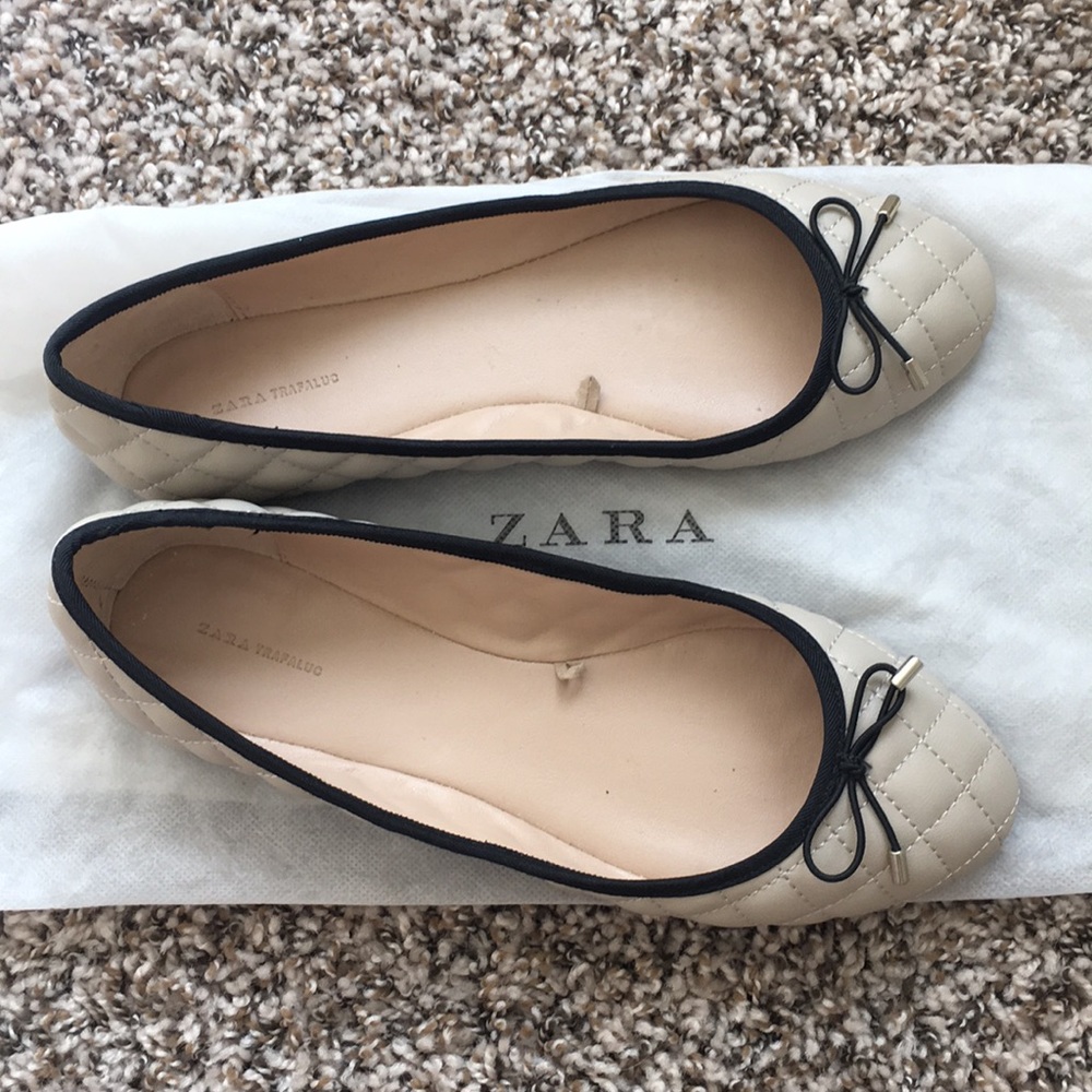 Zara Trafaluc - Quilted nude ballet flats