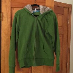 Green Fur Lined Hoodie