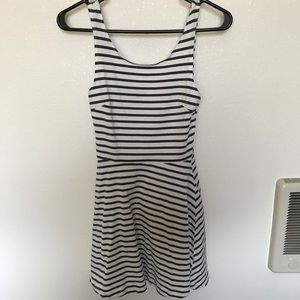 Stripe open back mini dress