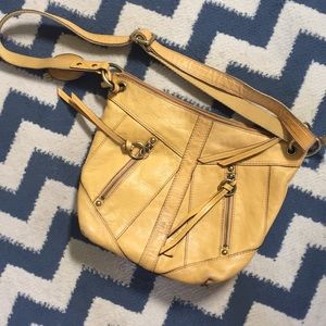 Genuine leather Fossil satchel, mustard yellow