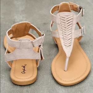 Draya Taupe Suede Flat Sandals