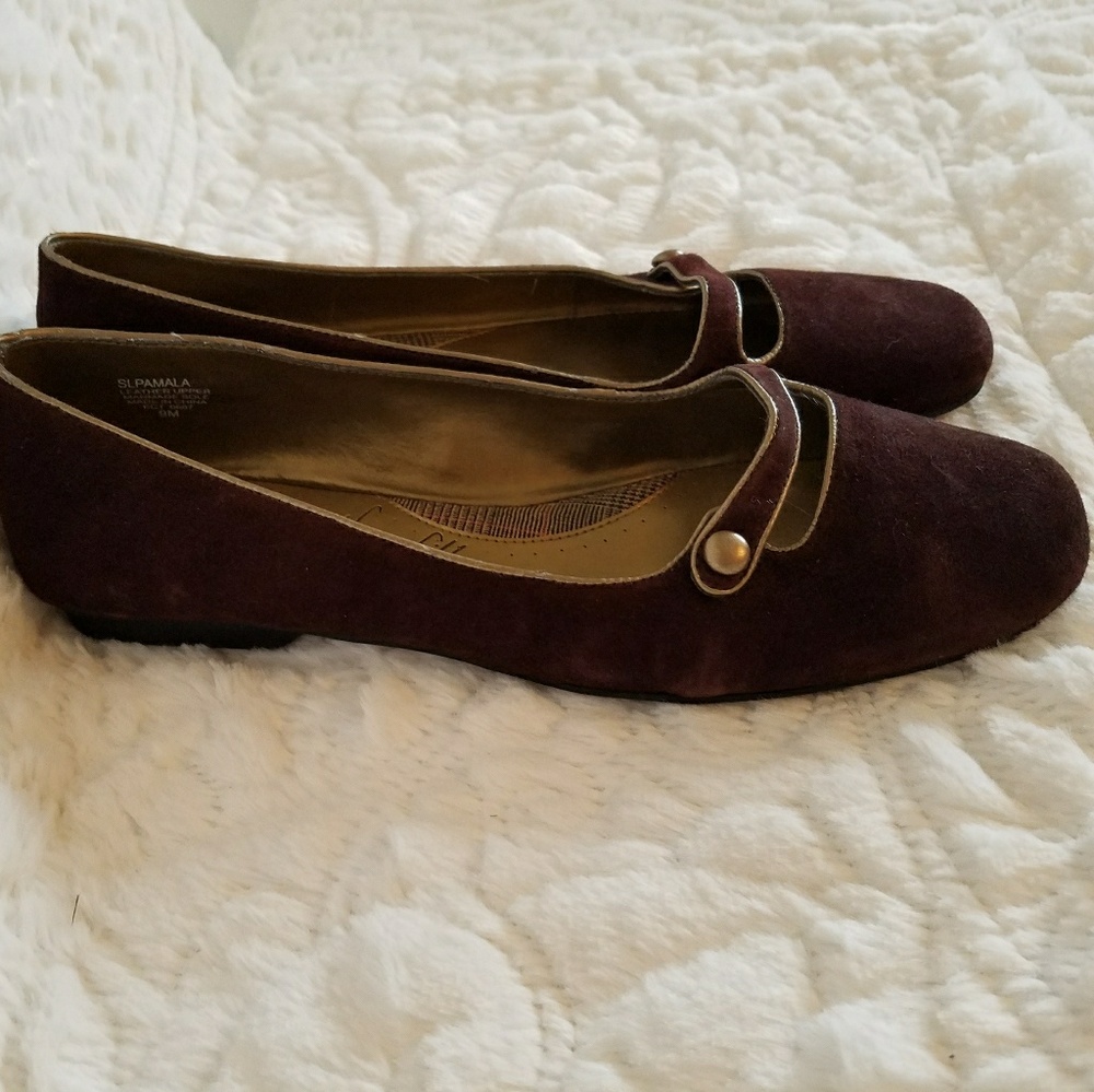 Sam & Libby Pamela Flats maroon velour
