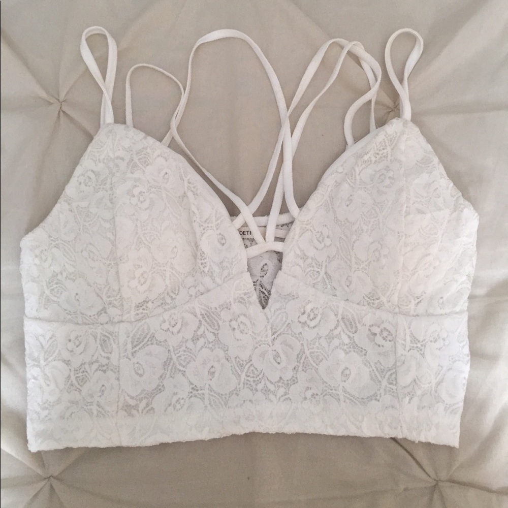 White Laced Crop Top
