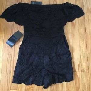 Off Shoulder Lace Romper