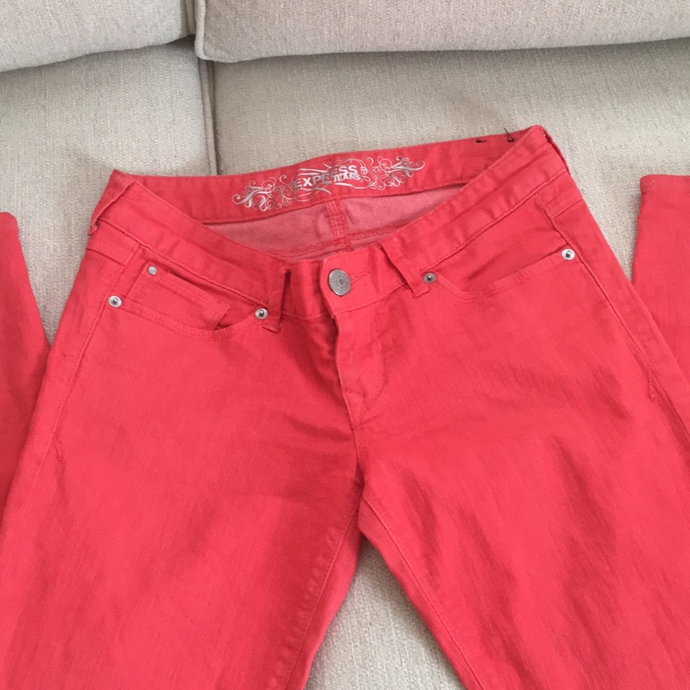 Coral-Red EXPRESS Skinny Jeans!