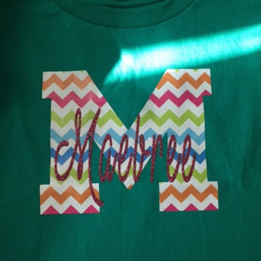 Chevron Letter with Glitter Name Shirt