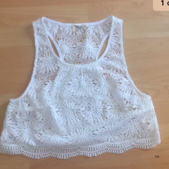 Show me your mumu white Scalloped Eyelet Crop M - Picture 2 of 4