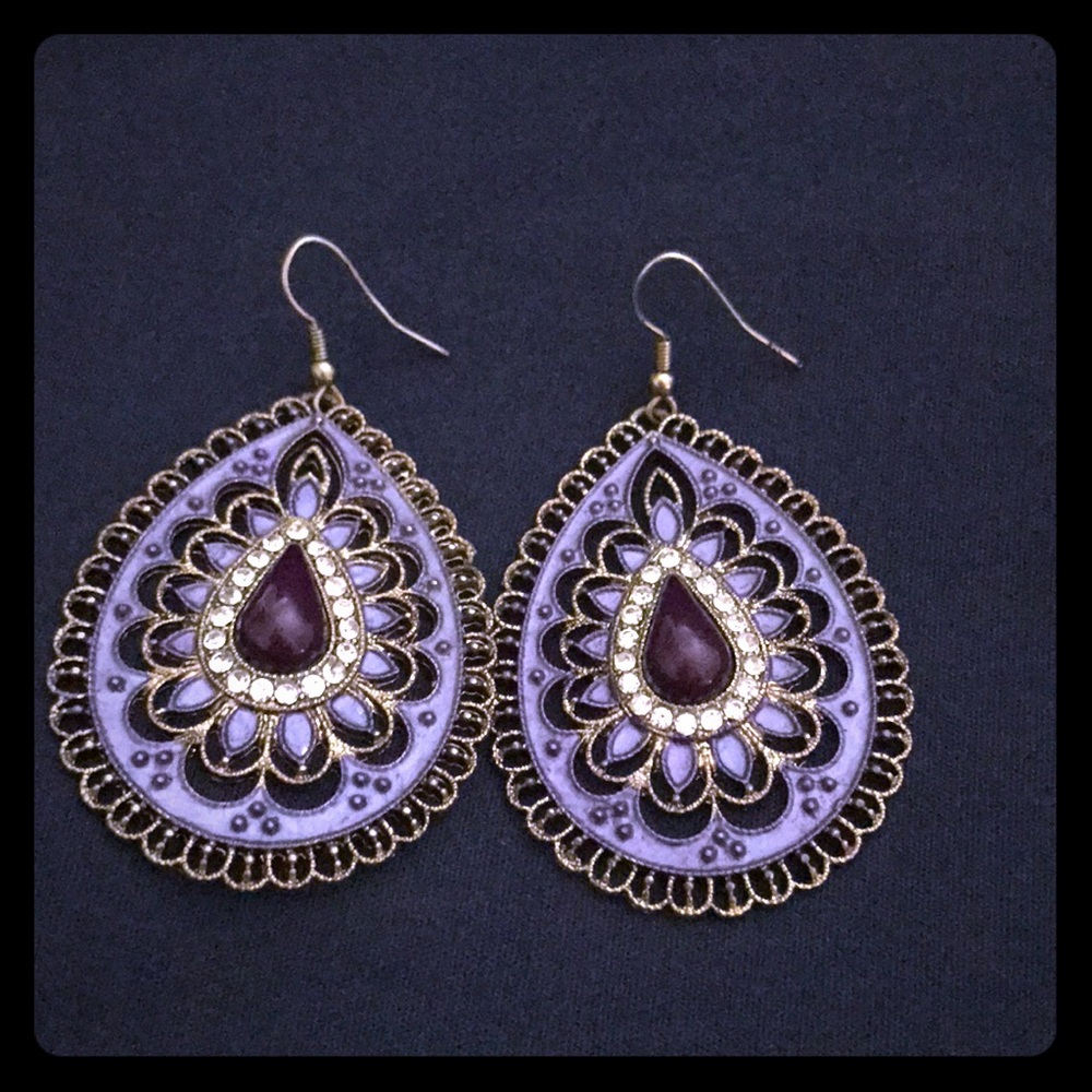 Sparkly Purple Drop Earings