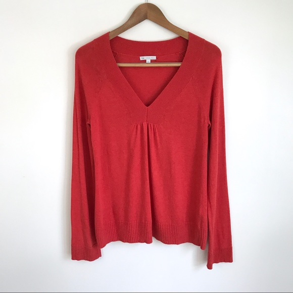 Red V-Neck Cashmere Blend Pullover Sweater - Picture 1 of 7