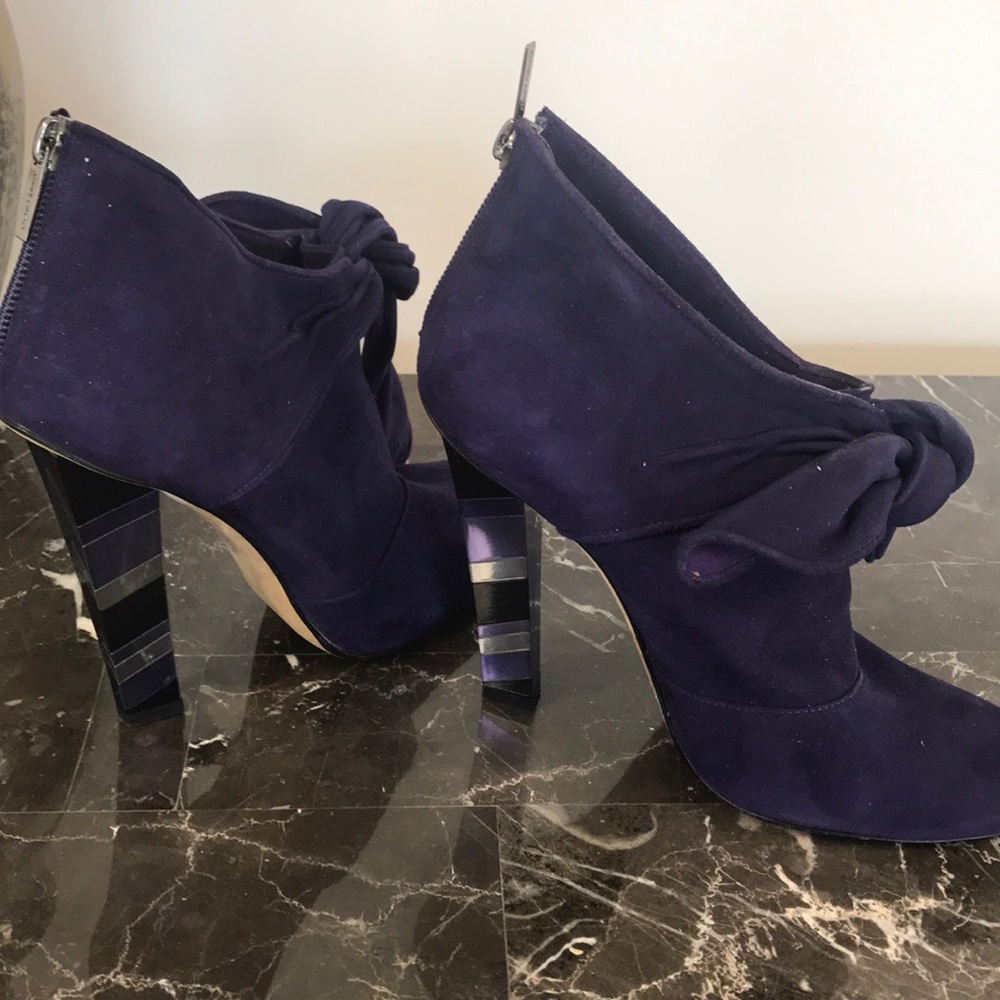 Jimmy Choo blue  purple suede Erica bow  36.5