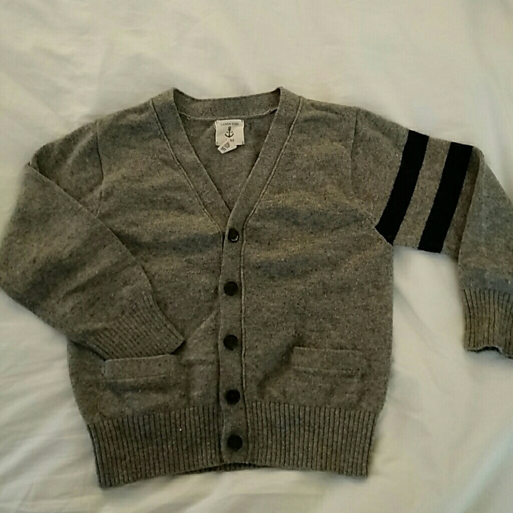 Kids varsity style gray cardigan sweater. M