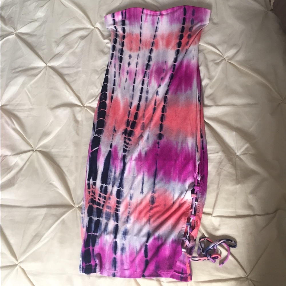 Tie Dye Bodycon Strapless Dress
