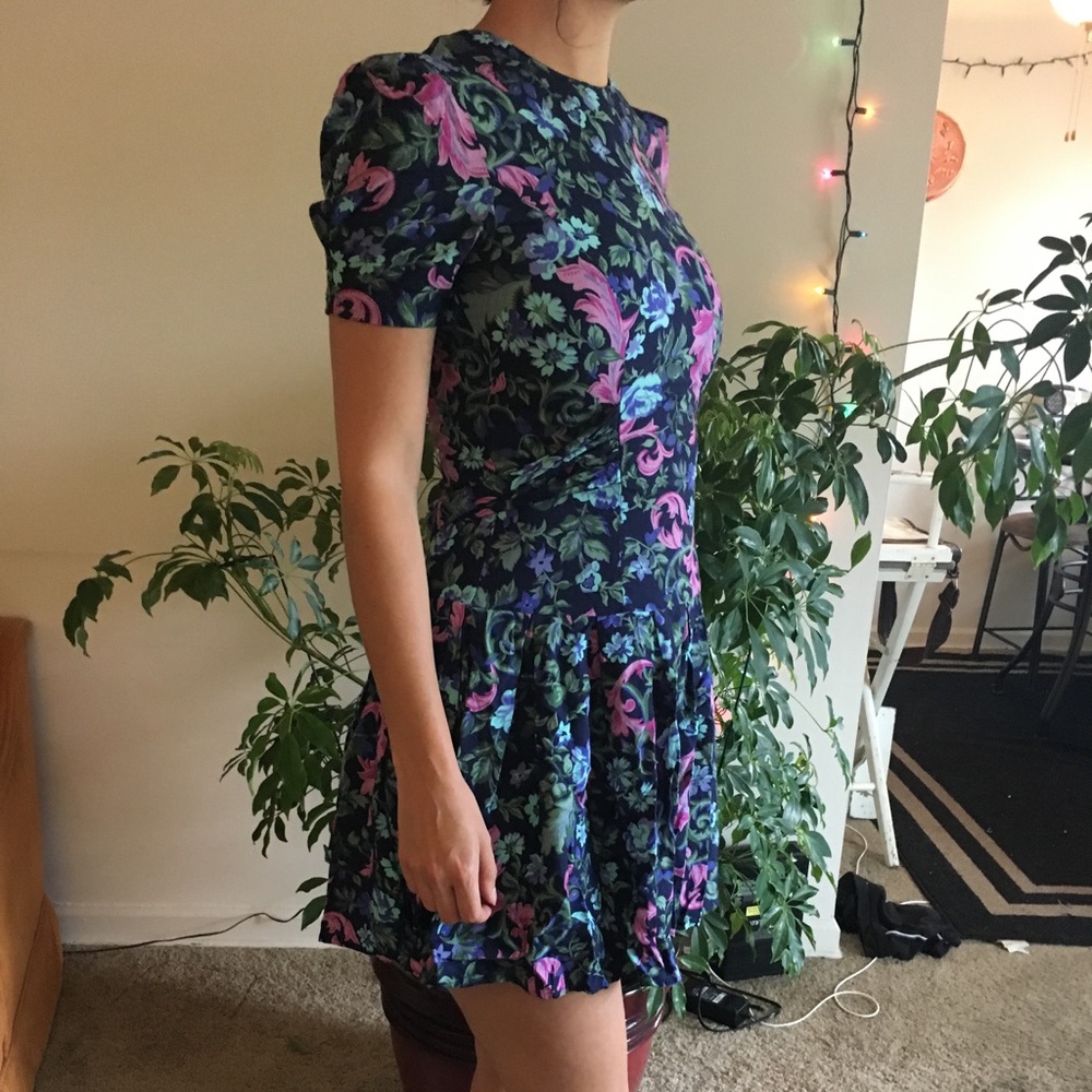 SOLD Vintage Floral Pleated Dress SOLD - Picture 2 of 5