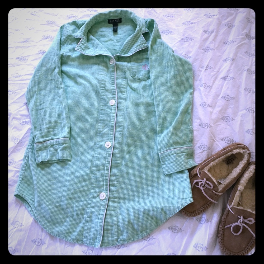 Ralph Lauren green gingham sleep shirt