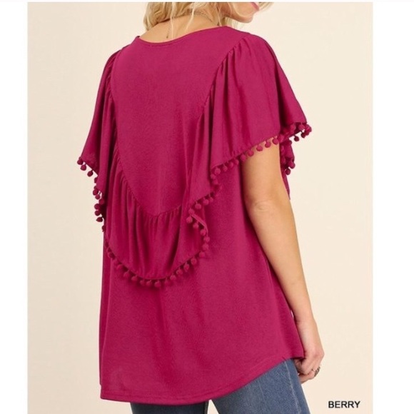 NWT Pom Pom Ruffle Top - Picture 2 of 2