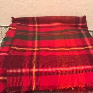 Pink, green, and yellow flannel scarf