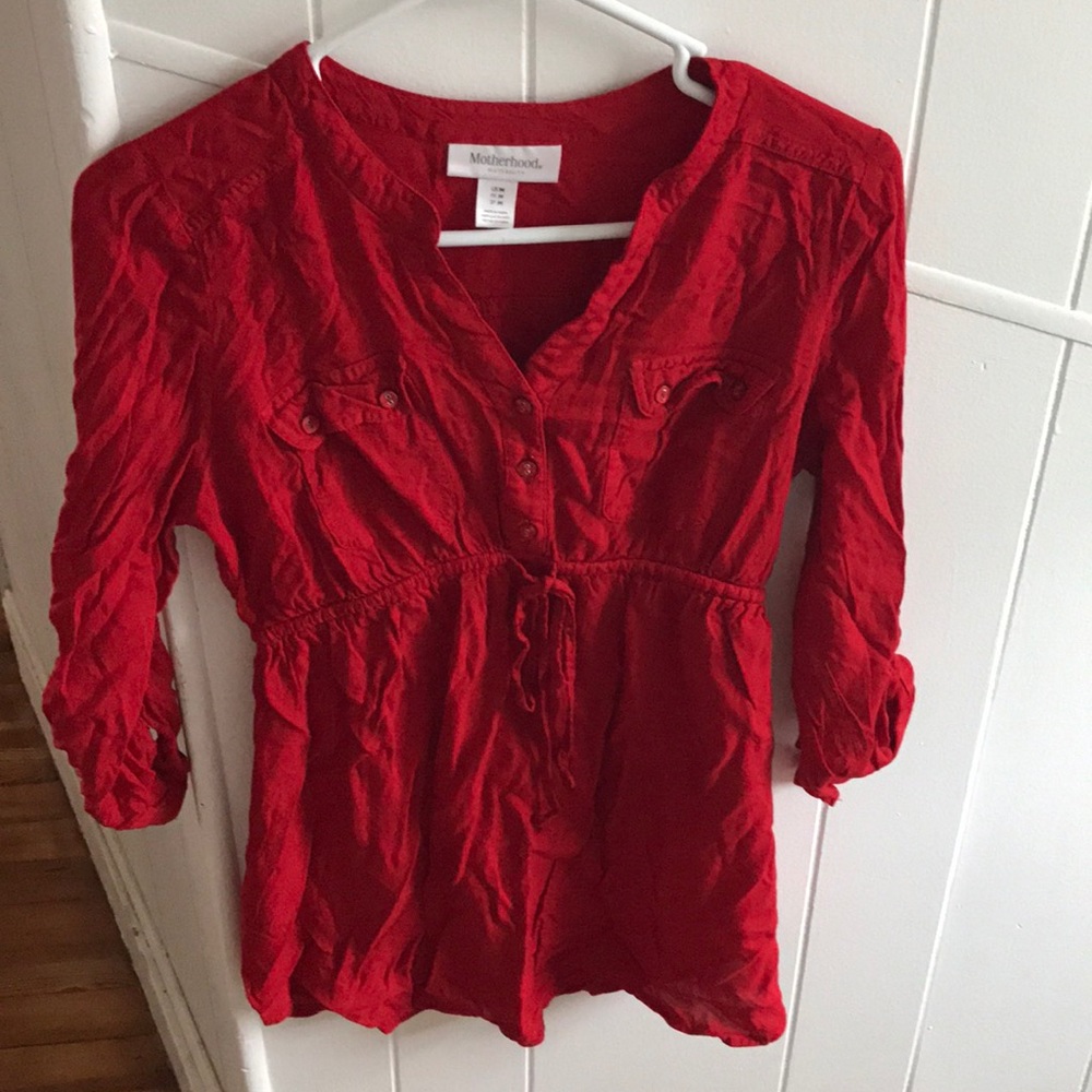 Red maternity blouse