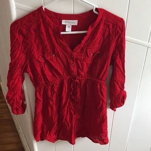 Red maternity blouse