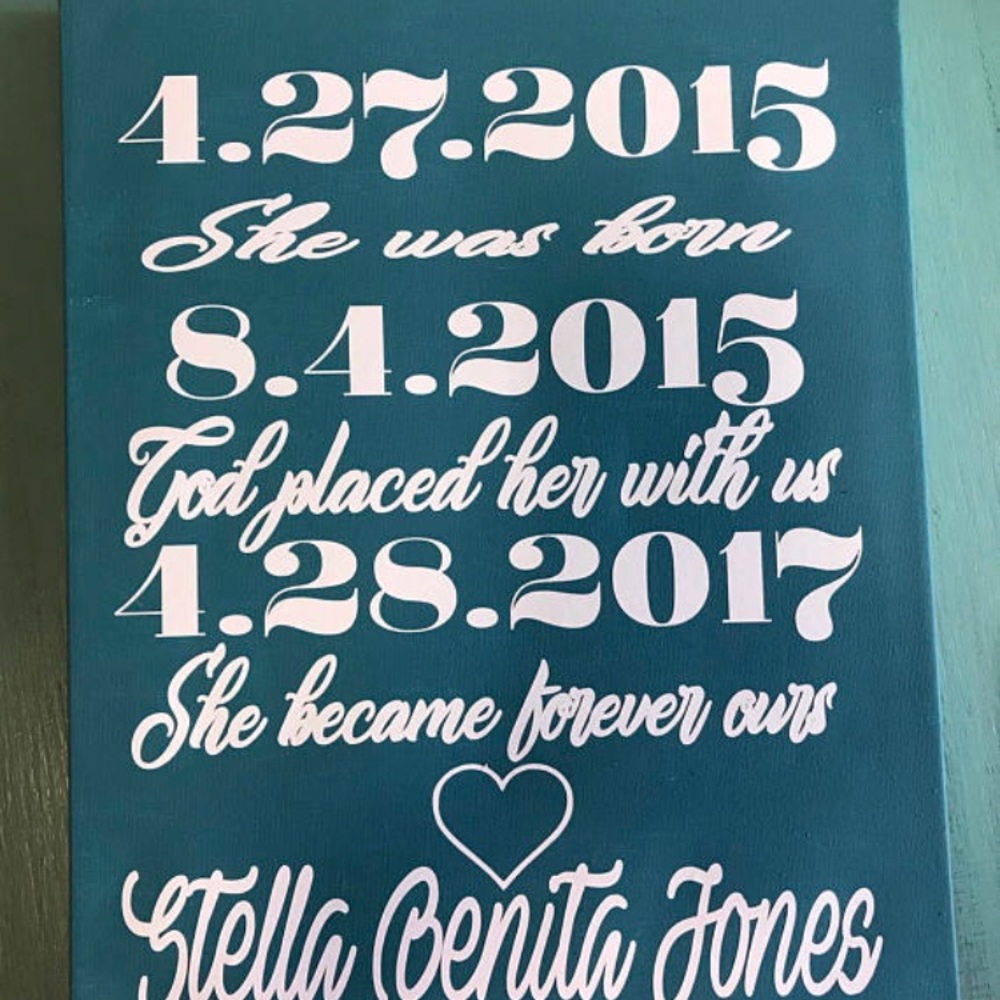 Baby's Important Date Calendar Canvas