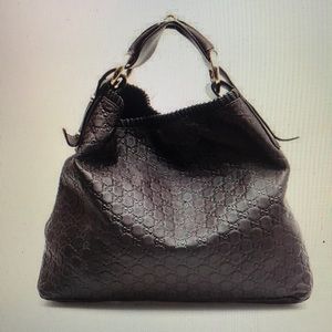 Gucci Black Leather Large Horesbit Hobo