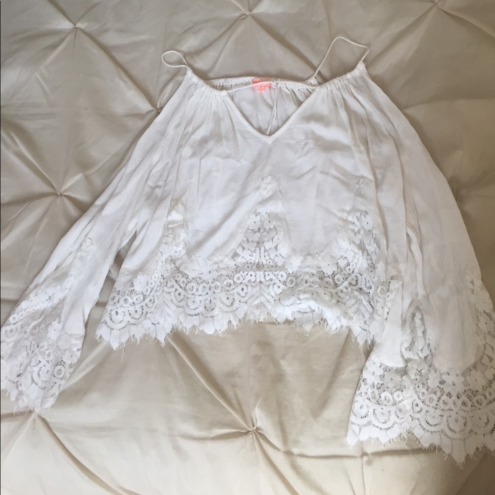 White Lace Off The Shoulder Blouse