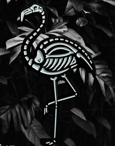 Glow In The Dark Skeleton Flamingo Pin New