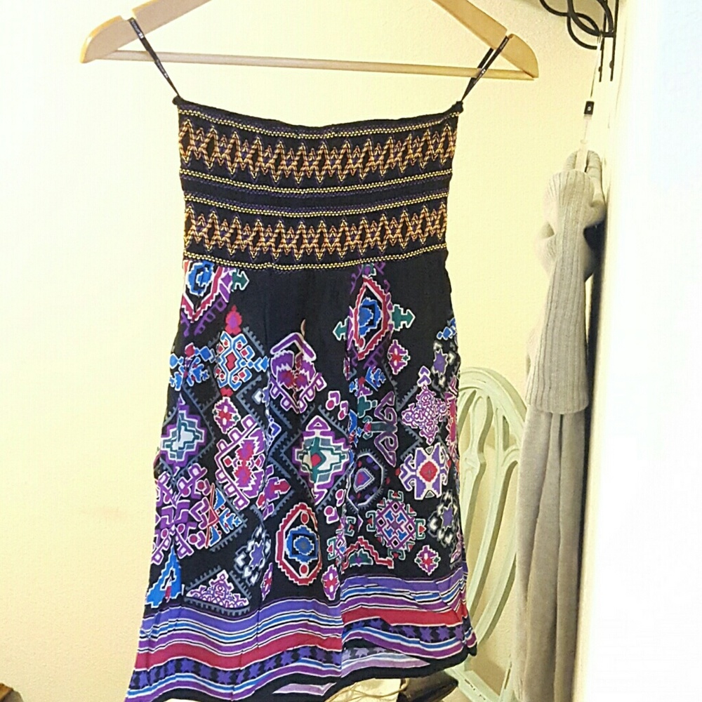F21 Aztec tribal tube dres strapless tunic