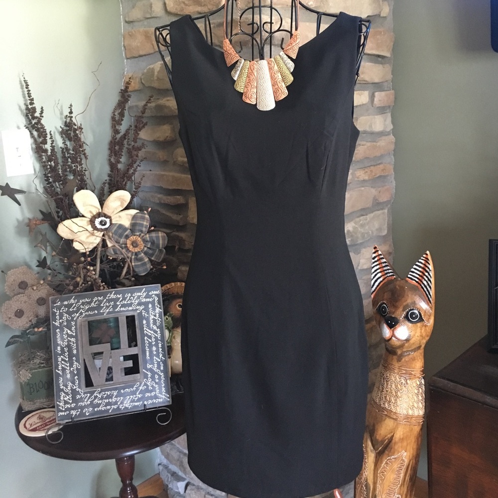 Stunning black dress with V back.