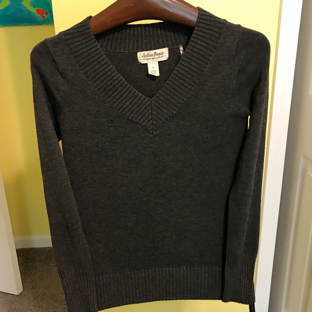 Dark grey v-neck sweater