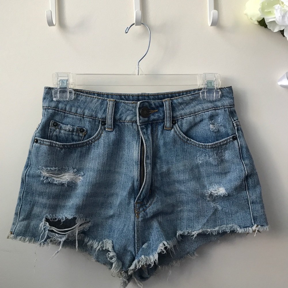 Ripped jean shorts