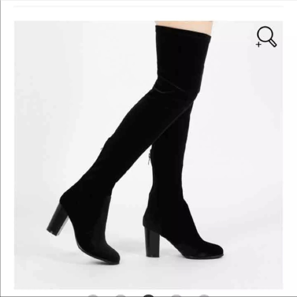 Thigh high velvet boots