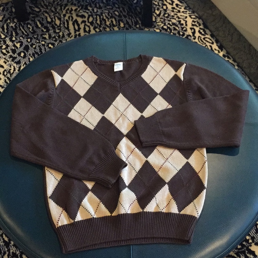 GYMBOREE KIDS LIKE NEW ARGYLE BROWN SWEATER SIZE L