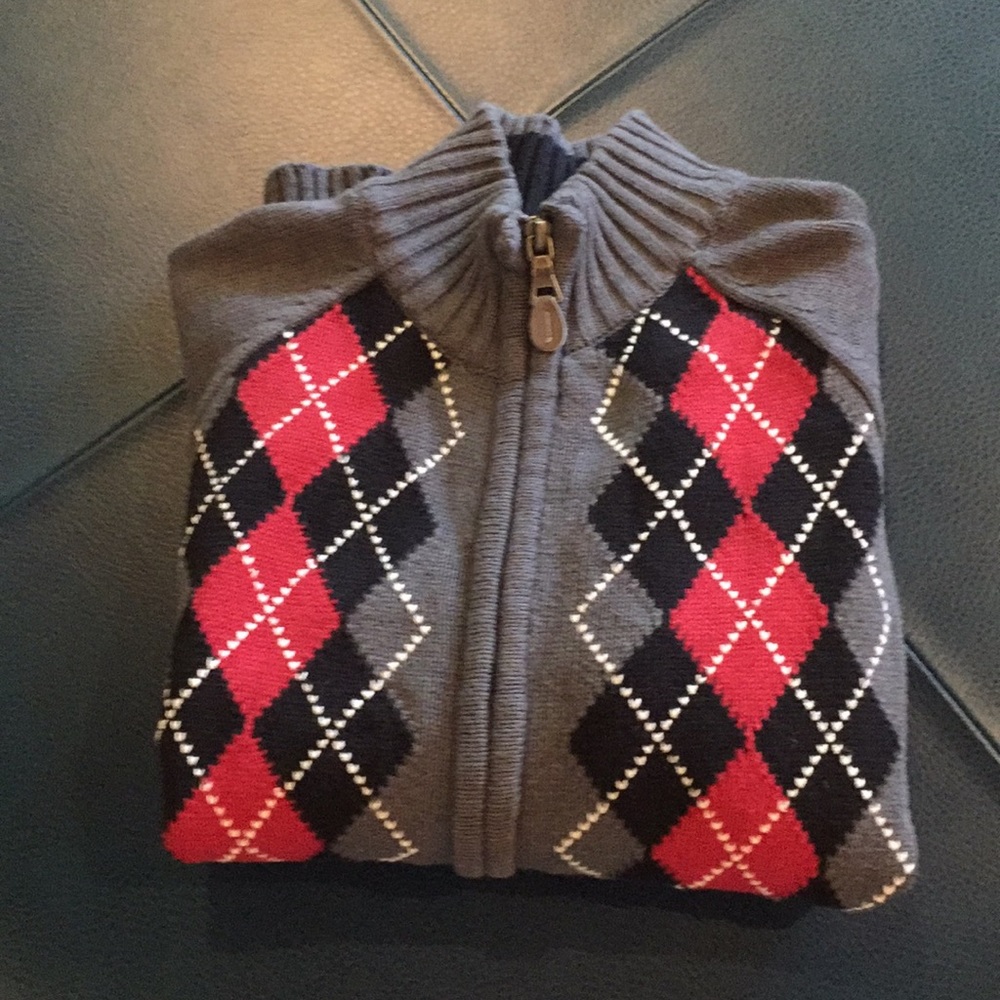 KIDS ARGYLE ZIP UP CARDIGAN EXCELL CONDITION SZ M