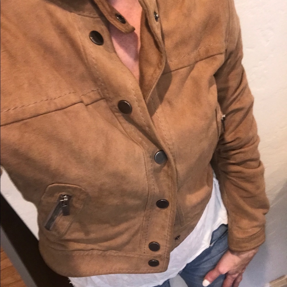 BCBG suede cropped moto jacket