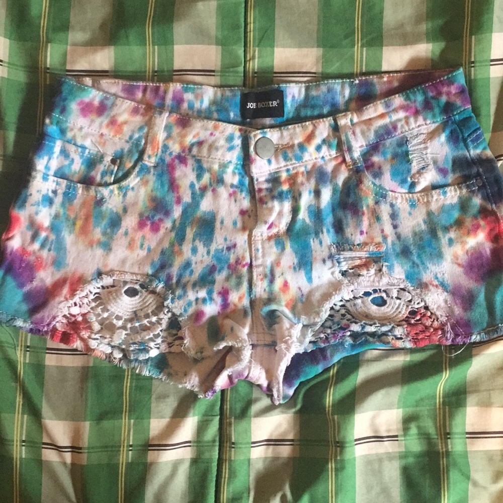 Joe Boxer shorts originally white but tie dye