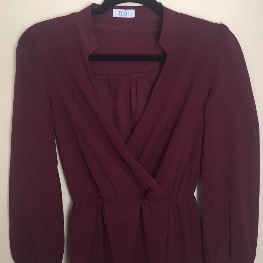 TOBI small wrap dress in MAROON