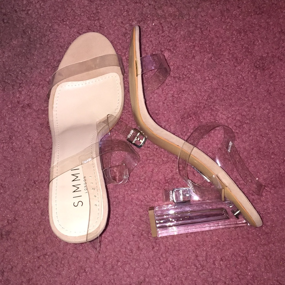 SIMMI MILLIE NUDE SUEDE CLEAR BARELY THERE HEELS