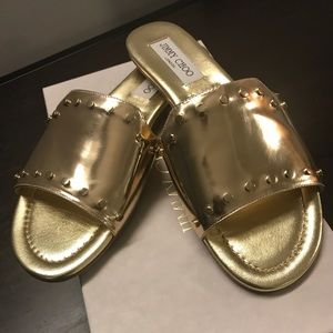 Jimmy Choo Nanda Gold Studded Sandals Jimmy Choo Nanda Gold Studded Sandals