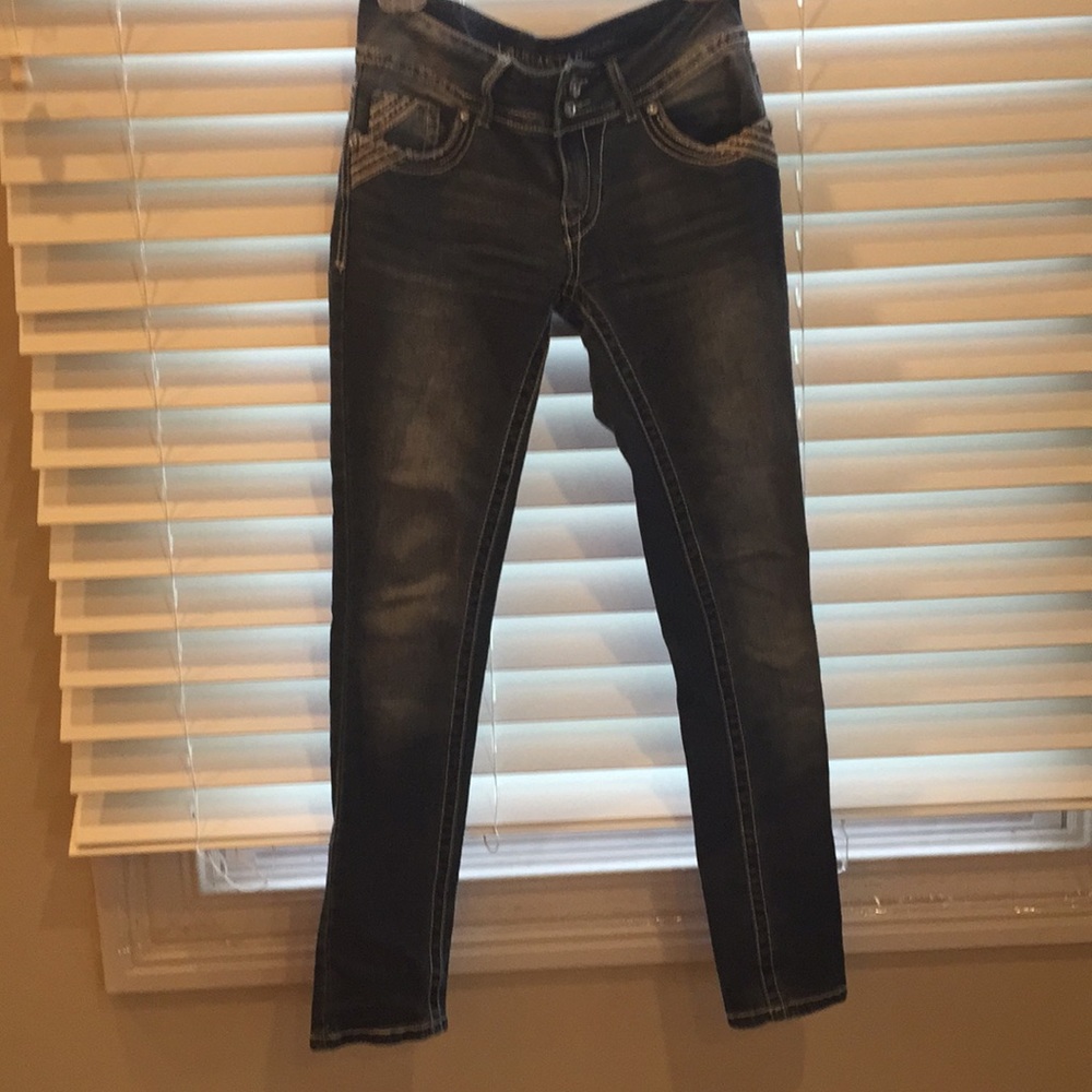 Blue mid rise skinny jeans sz 4