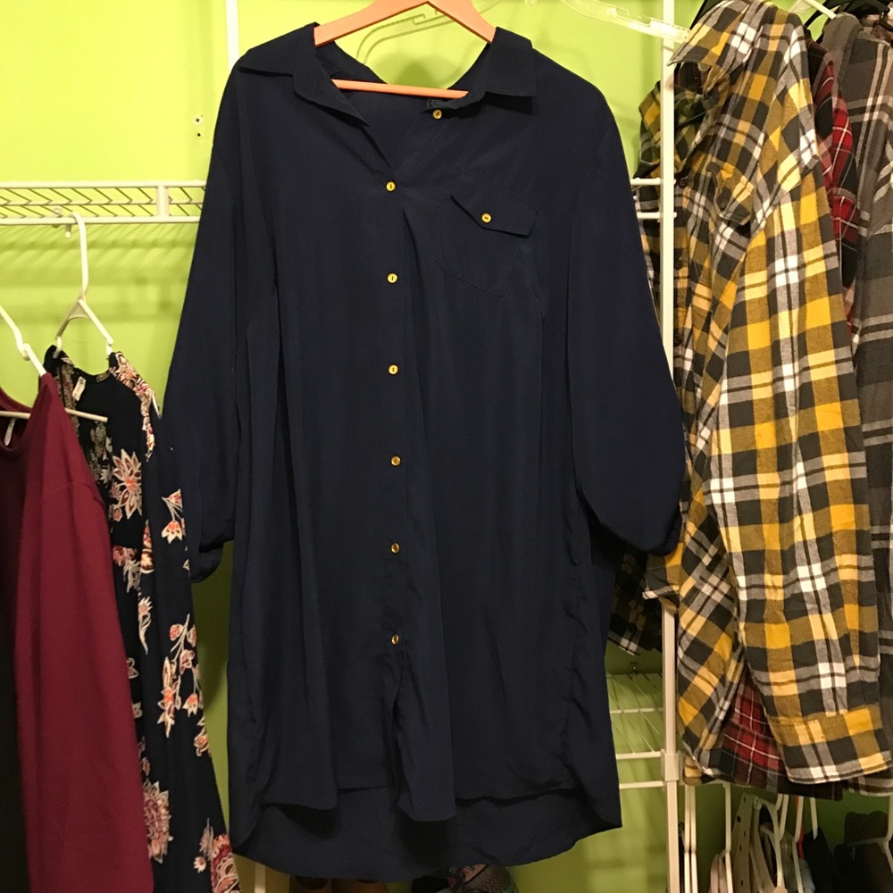 Navy Blue shirt dress from Rue21+
