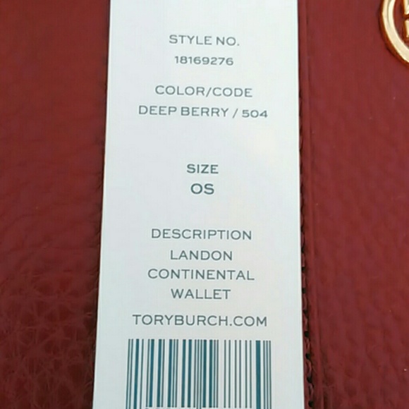 NWT TORY BURCH LANDON CONTINENTAL WALLET BERRY - Picture 5 of 5