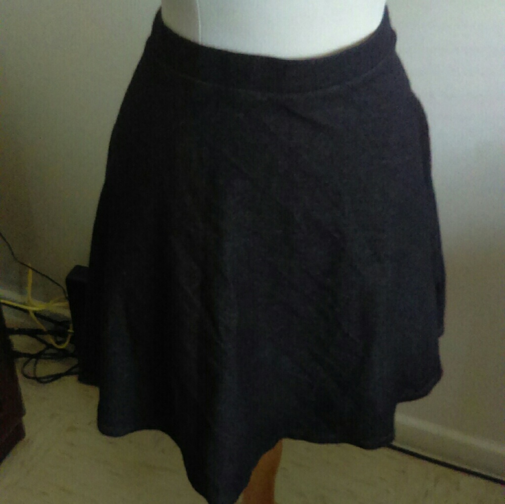 Faux denim mini skirt