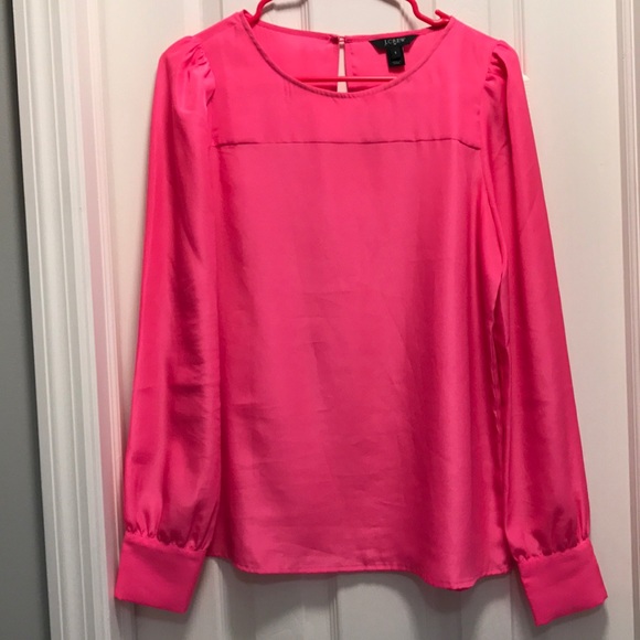 J. Crew Tops - J Crew Hot Pink Long Sleeve Blouse