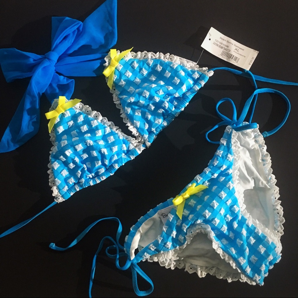 BEACH BUNNY Brand Bikini Size XL Gingham Print